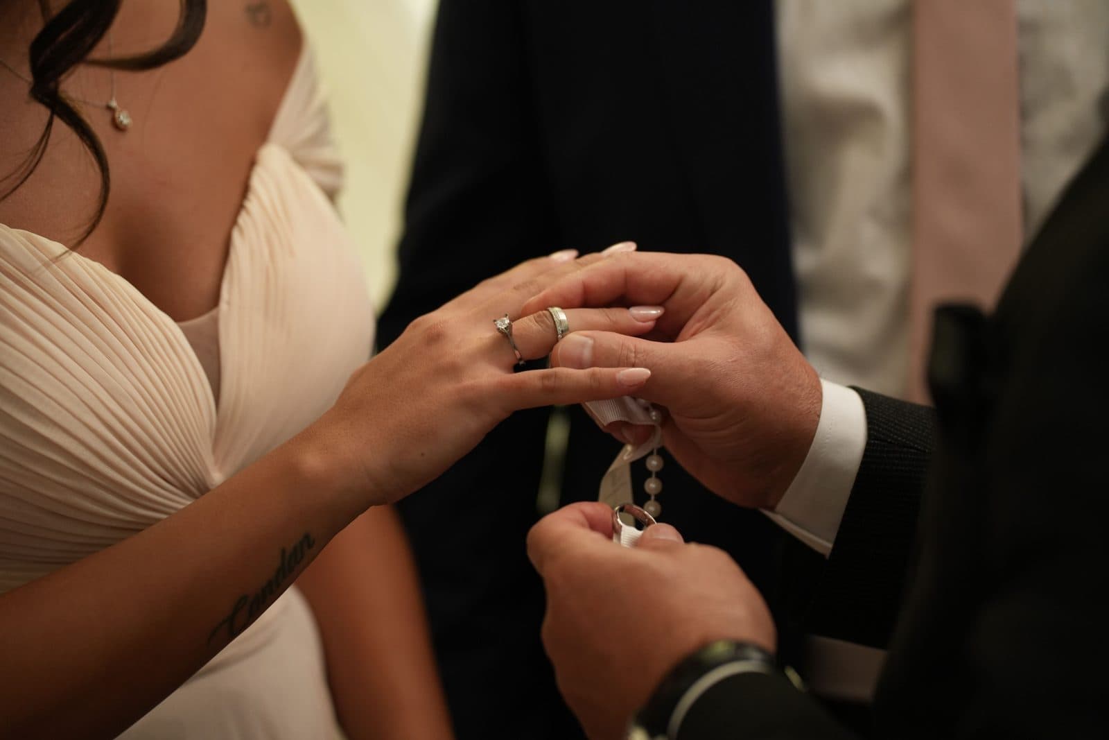 Exchange of rings during a ceremony